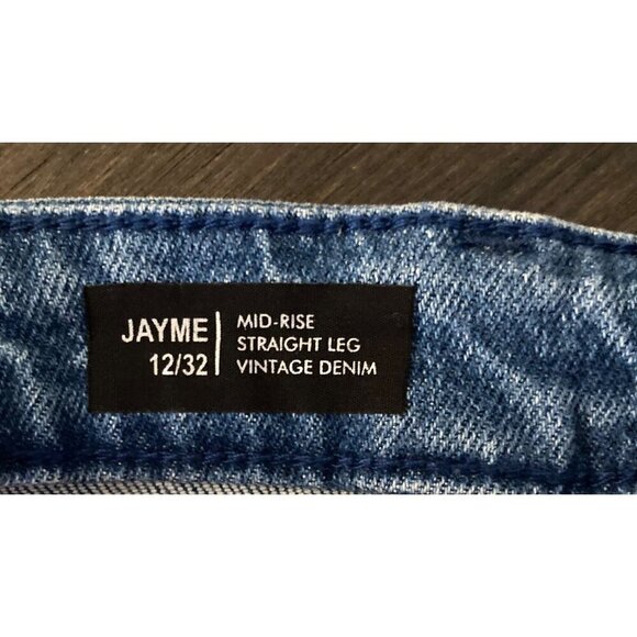 Womens Buffalo Jayme Jeans Mid Rise Straight Raw Hem Blue 12 NWT - Picture 8 of 8